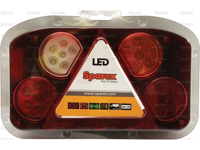 LED Rear Combination Light, Function: 6, Brake / Tail / Indicator / Fog / Reverse / Number Plate, RH, 12-24V