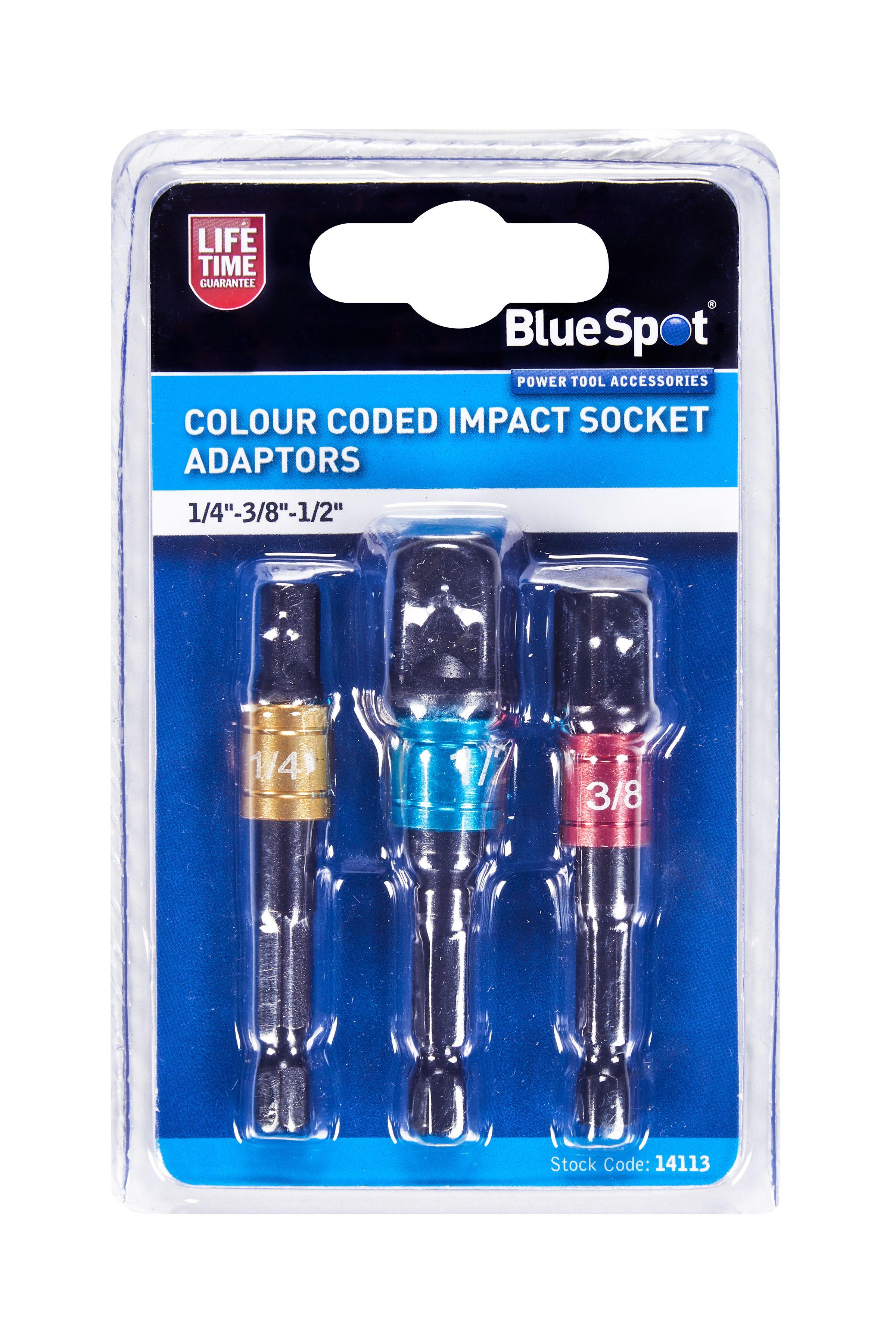 Blue Spot Tools Colour Coded Impact Socket Adaptors (1/4"-3/8"-1/2")