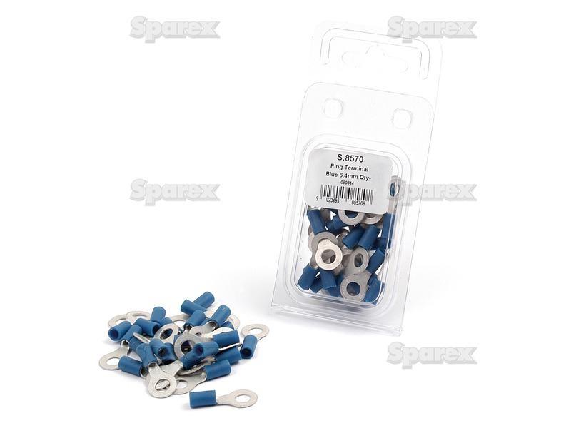 Pre Insulated Ring Terminal, Standard Crimp, 6.4mm, Blue (1.5 - 2.5mm) (Agripak 25 pcs.)
