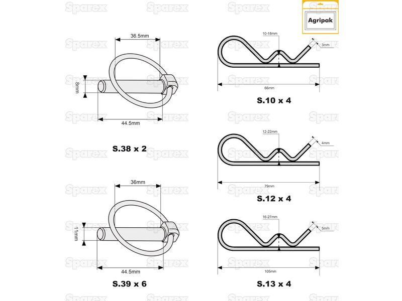 Linch Pin & Grip Clips Combination Pack (20 pcs. Agripak)