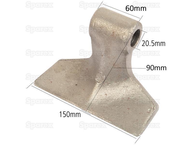 Hammer Flail, Top width: 60mm, Bottom width: 150mm, Hole Ø: 20.5mm, Radius 90mm - Replacement for Maschio, Sicma for Maschio