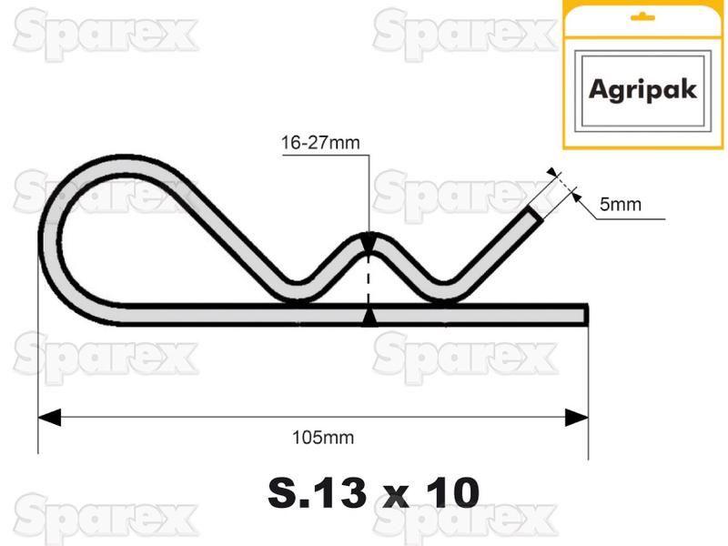 Grip Clip - Single Wound, Clip Ø5mm x 105mm