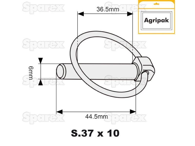 Round Linch Pin, Pin Ø6mm x 44.5mm (10 pcs. Agripak)