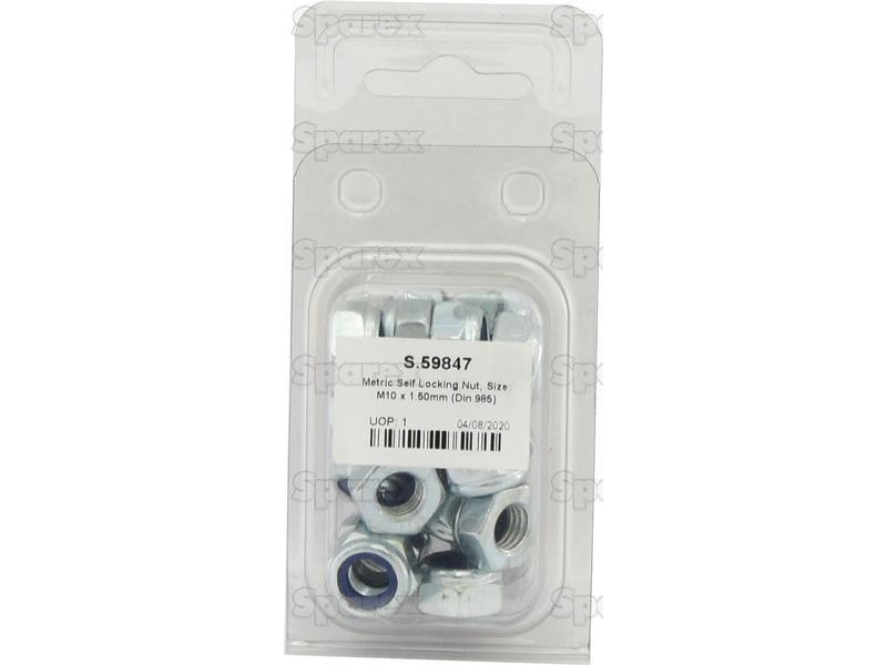 Metric Self Locking Nut, Size: M10 x 1.50mm (Din 985) Metric Coarse