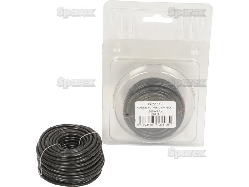 Electrical Cable - 1 Core, 2mm°² Cable, Black (Length: 10M), (Agripak)
