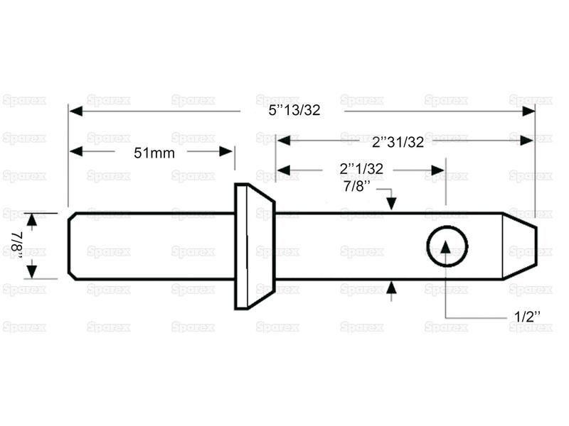Lower Link Weld On Implement Mounting Pin 22x137mm Cat. 1