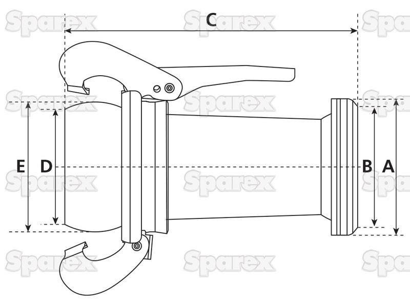 Increaser 4" Female - 5" Male Galvanised B | for Bauer Slurry Equipment