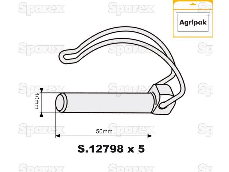 Pipe Linch Pin, Pin Ø10mm x 55mm (5 pcs. Agripak)