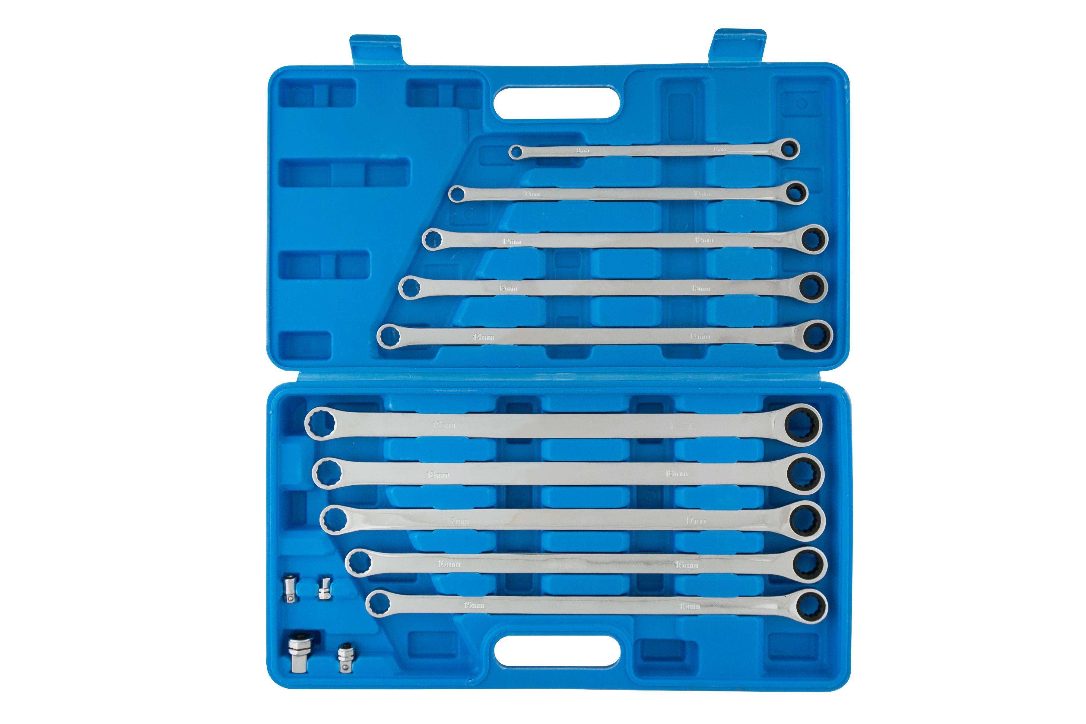 Blue Spot Tools 10 PCE Extra Long Double Ring Ratchet Spanner Set