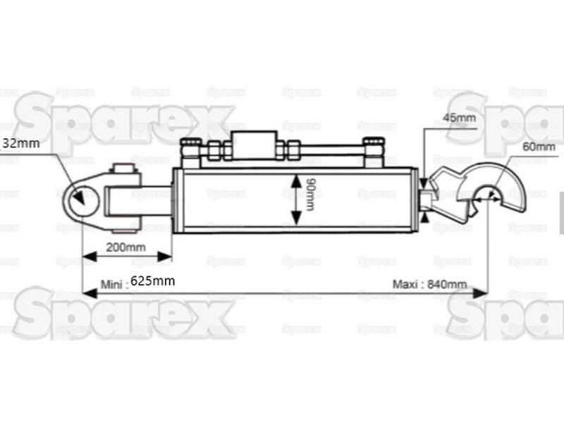 Hydraulic Top Link (Cat.3/3) Knuckle and Q.R CBM Hook, Cylinder Bore: 90mm, Min. Length : 625mm. for John Deere (AL202051, AL210098)