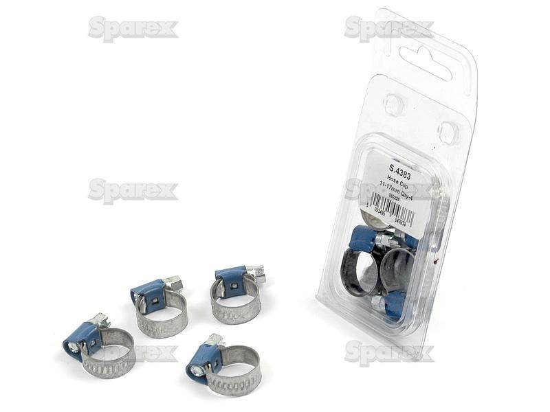 Hose Clip, Min Ø11mm, Max. Ø17mm, 4 pcs. Agripak.