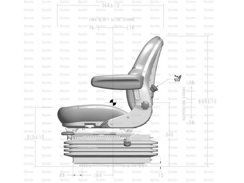Air Suspension Seat - 12V (Fabric) for Kubota M9000 (M Series Agricultural Tractor)