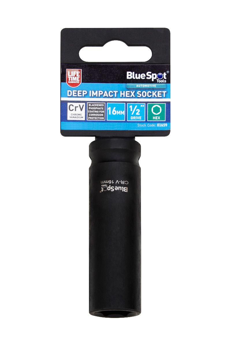 Blue Spot Tools Individual 16mm 1/2" Deep Impact Hex Socket