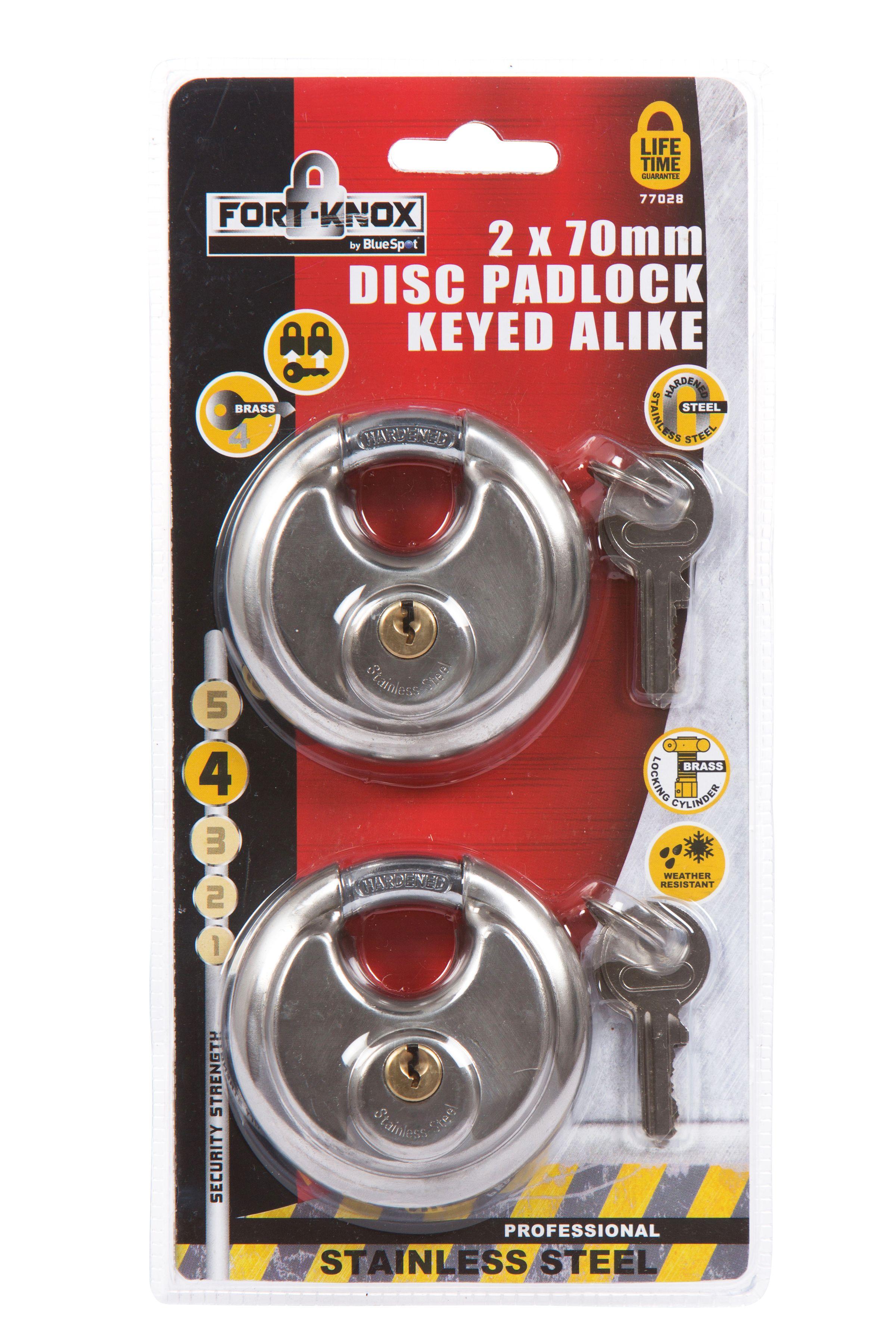 Blue Spot Tools 2 PCE 70mm Discus Keyed Alike Padlocks