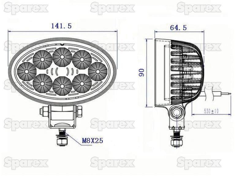 LED Work Light, Interference: Class 1, 3000 Lumens, 10-30V ()