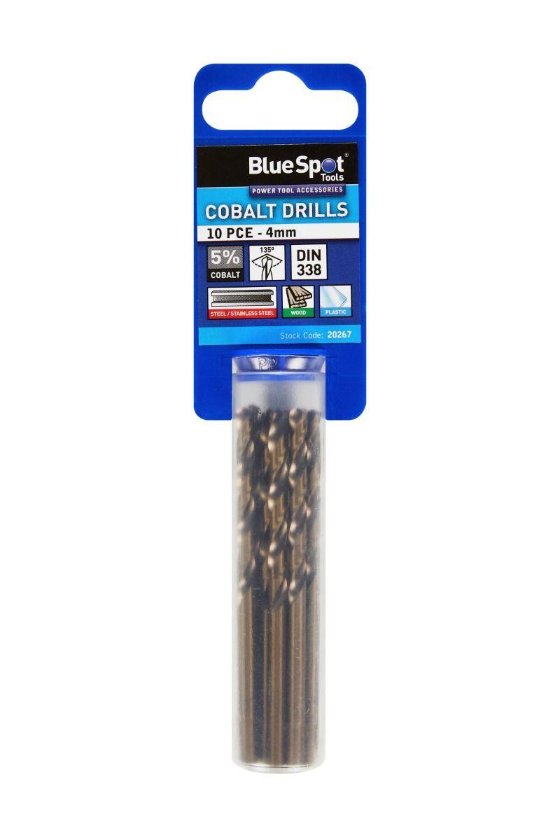 Blue Spot Tools 10 PCE Cobalt Fully Ground 4mm Drills