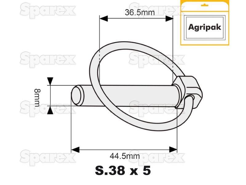 Round Linch Pin, Pin Ø8mm x 44.5mm (5 pcs. Agripak)