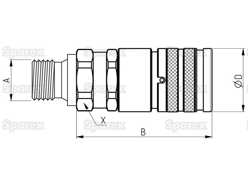Stauff Flat Faced Coupling Female 1/2'' Body x M18 x 1.50 Metric Male Thread