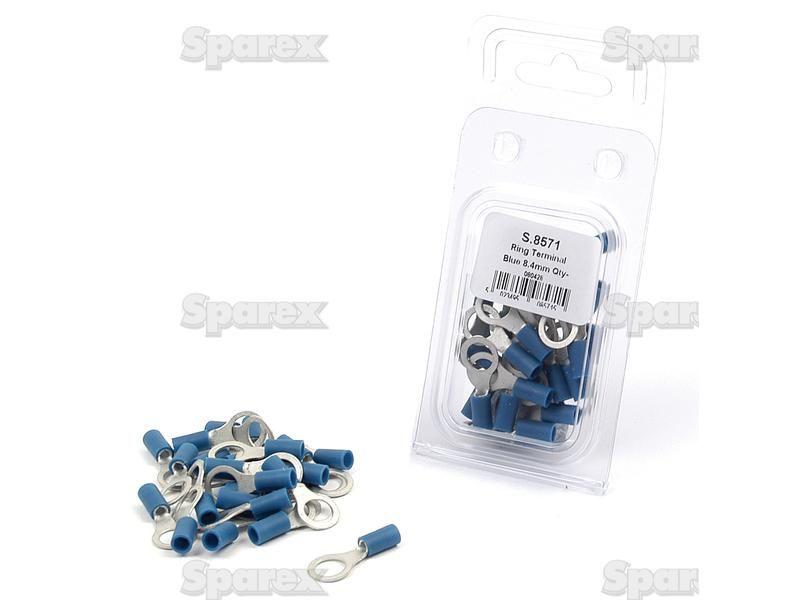Pre Insulated Ring Terminal, Standard Crimp, 8.4mm, Blue (1.5 - 2.5mm) (Agripak 25 pcs.)