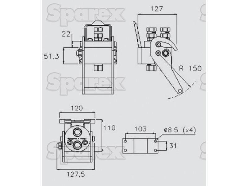 Faster Multiport Coupling - 2 Ports 3/8'' Body x 1/2'' BSP Female Thread (Fixed Part) Faster S.p.A (2P206G-2-12G FC, 2P206G212GFC, 2P206G-2-12GFC)