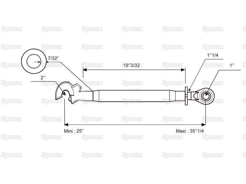 Top Link Heavy Duty (Cat.2/2) Ball and Q.R. Hook, Min. Length: 635mm.