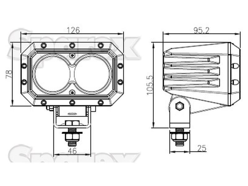 LED Work Light (Cree High Power), Interference: Class 3, 6000 Lumens, 10-60V Thomas LED (HP2)