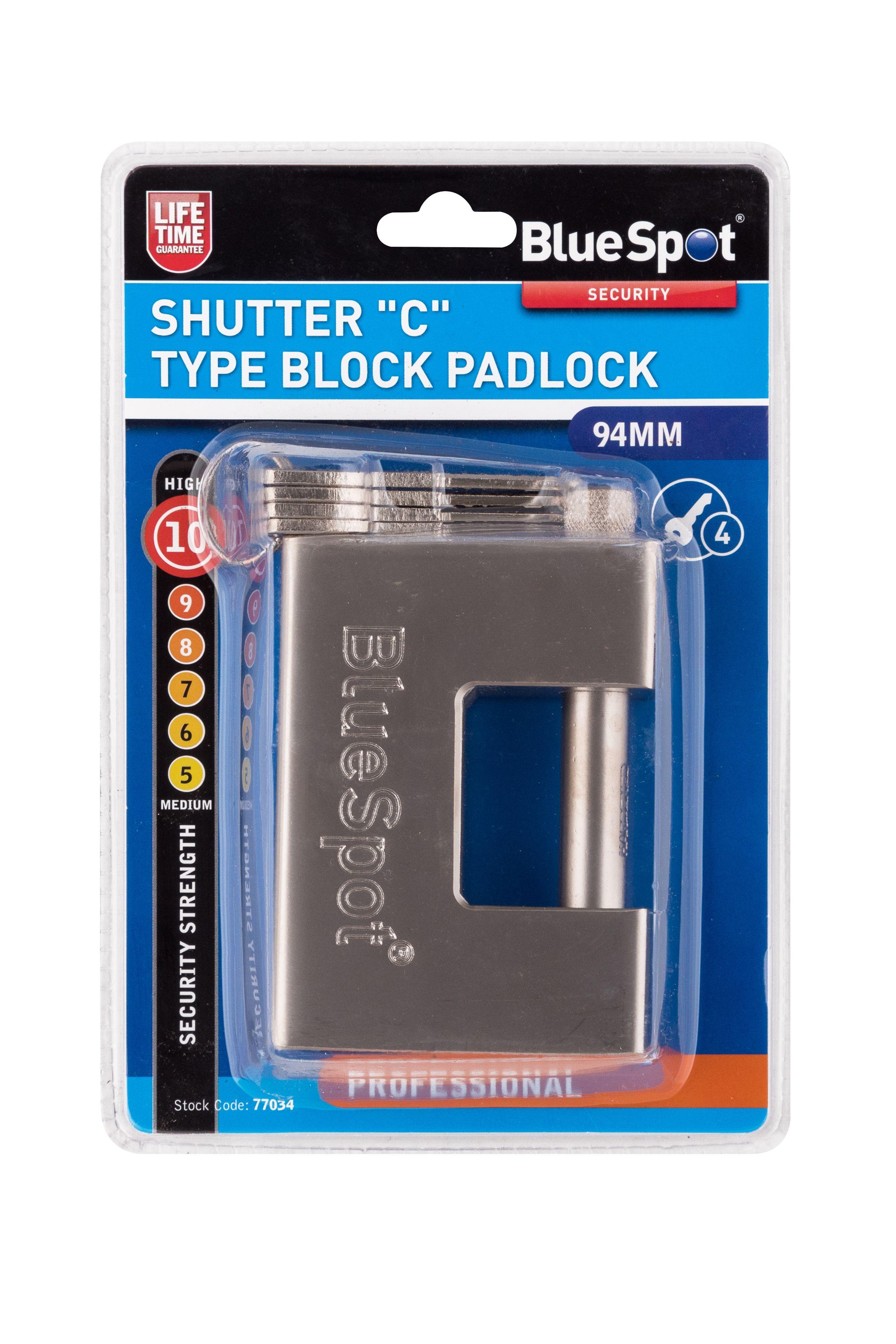 Blue Spot Tools 94mm Shutter "C" Type Block Padlock