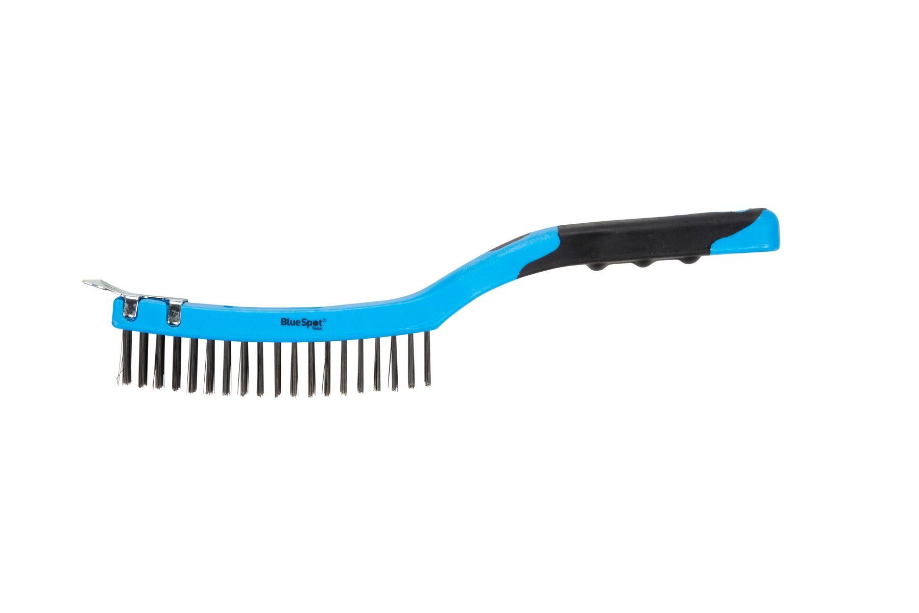 Blue Spot Tools Soft Grip Long Handle Wire Brush With Scraper