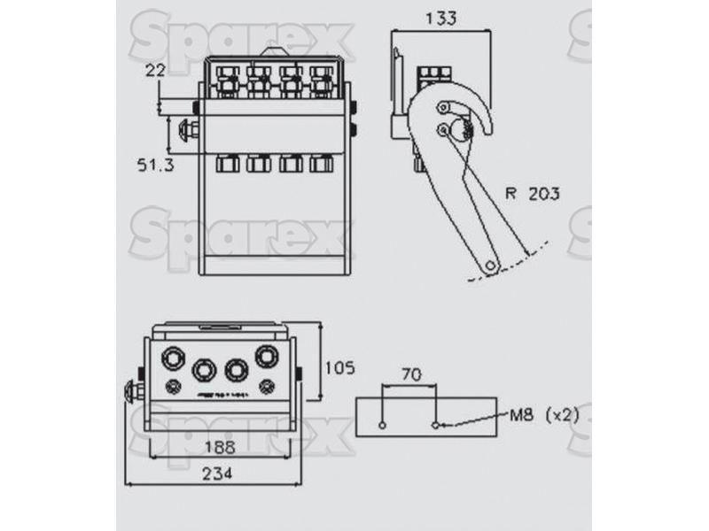 Faster Multiport Coupling - 4 Ports 3/8'' Body x 1/2'' BSP Female Thread (Fixed Part) Faster S.p.A (2PS06-4-12G F C, 2PS06412GFC, 2PS06-4-12GFC)
