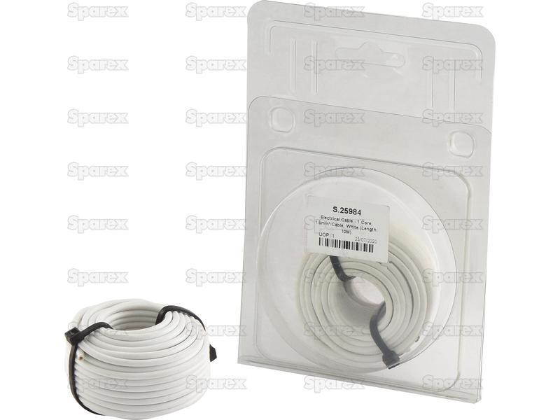 Electrical Cable - 1 Core, 1.5mm°² Cable, White (Length: 10M), (Agripak)
