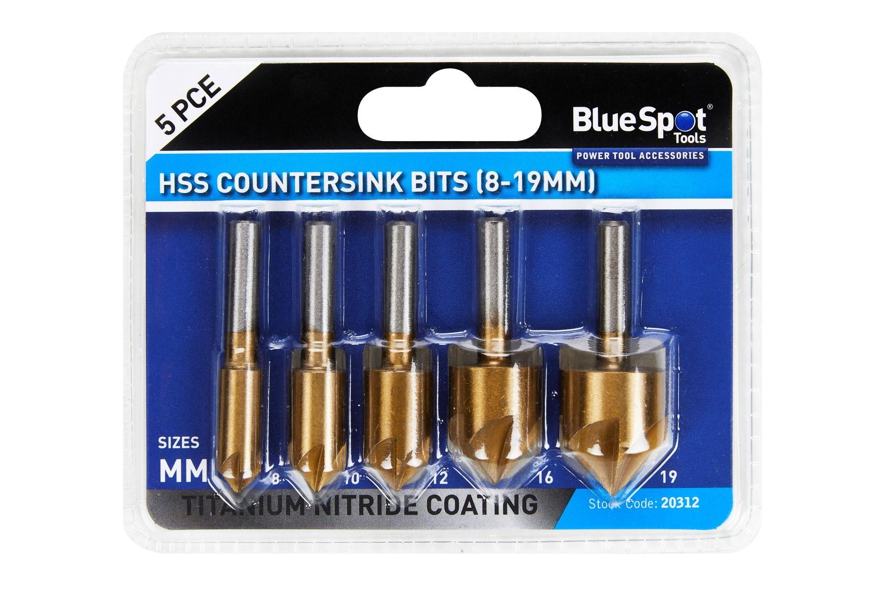 Blue Spot Tools 5 PCE HSS TiN Countersink Bits (8-19mm)