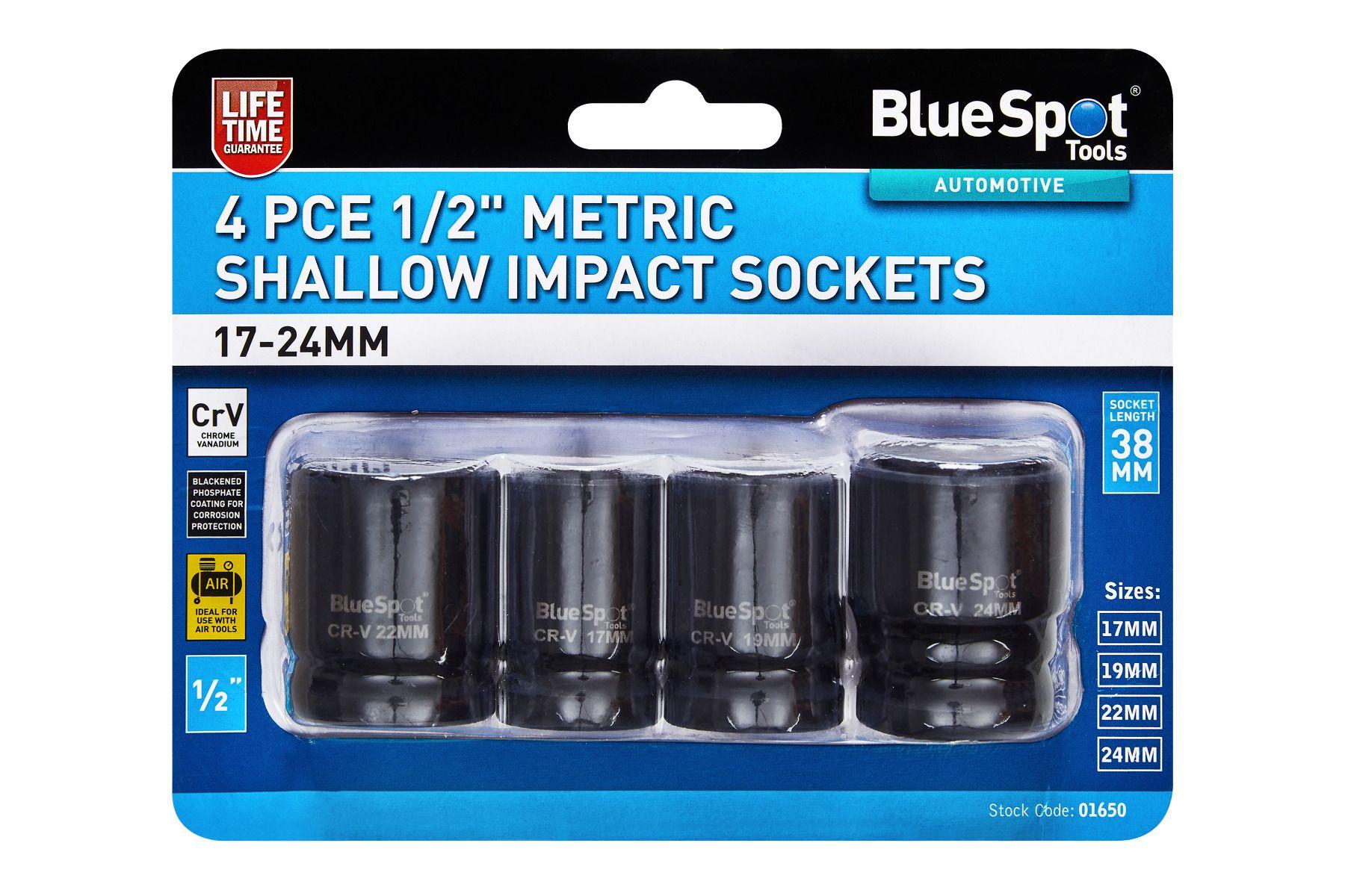 Blue Spot Tools 4 PCE Shallow CRV Impact Sockets 17-24mm
