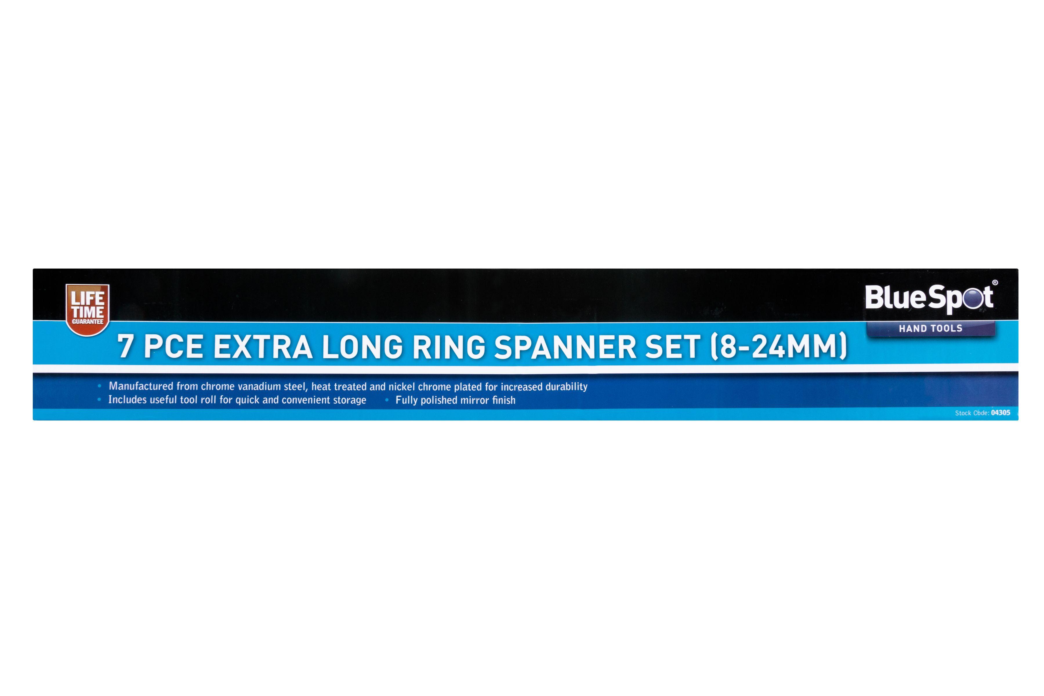 Blue Spot Tools 7 PCE Extra Long Double Ended Ring Aviation Spanners
