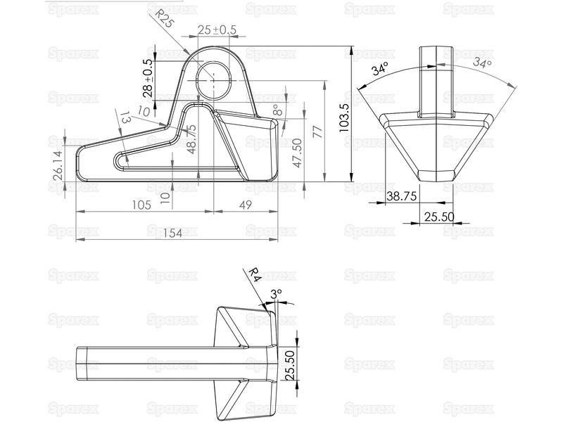 Mounting Eye - Weld On, Hole Ø25mm