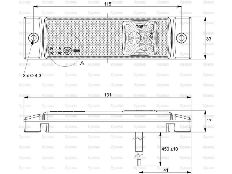 LED Rear Facing Marker Light, RH & LH, 12-24V