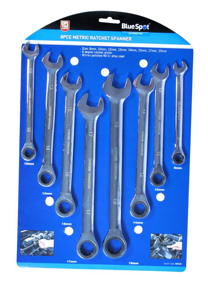 Blue Spot Tools 8 PCE Metric Ratchet Spanner Set (8-19mm)