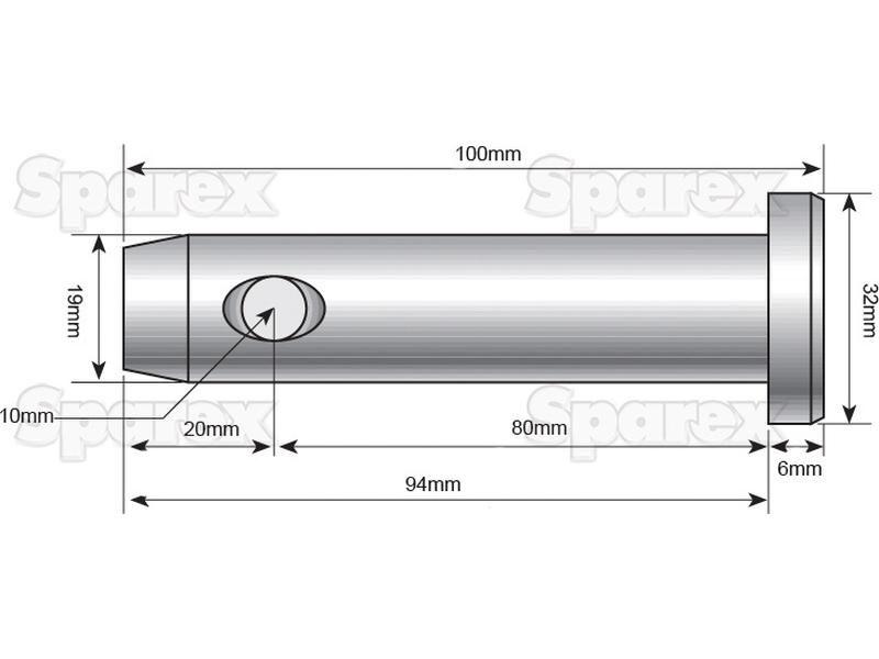Loader pin 19x80mm Cat.1 for Case IH, David Brown