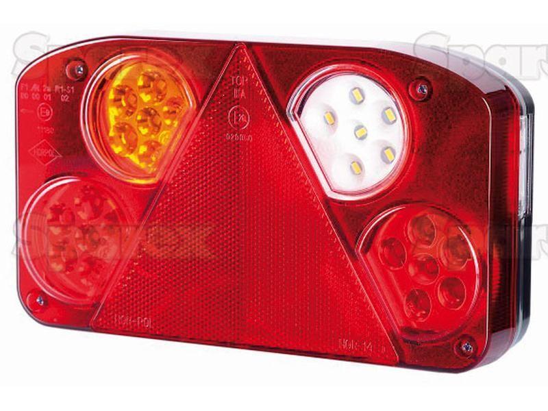LED Rear Combination Light, Function: 6, Brake / Tail / Indicator / Fog / Reverse / Number Plate, LH, 12-24V