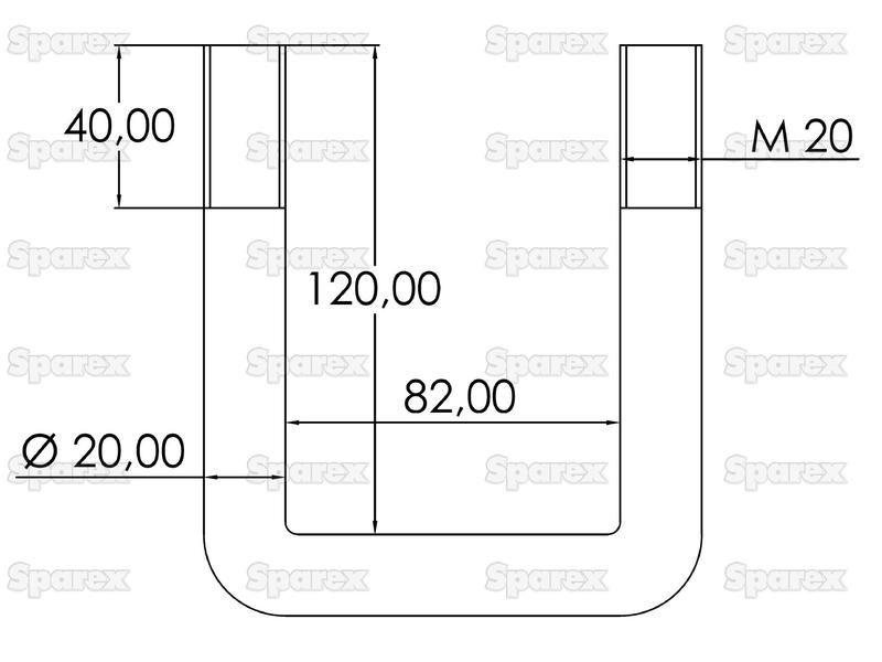 U Bolt- M20 x 82mm Length: 120mm