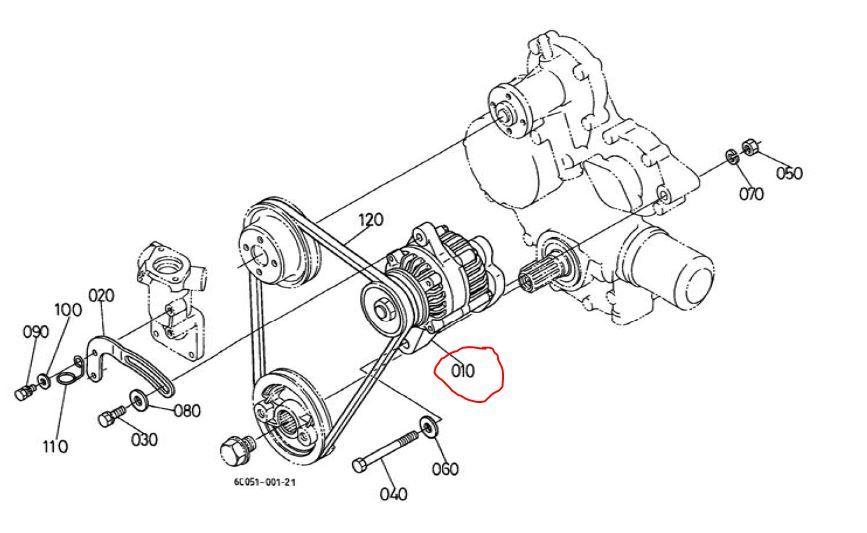 Kubota Compact Tractor B1700 Alternator 14V 40A