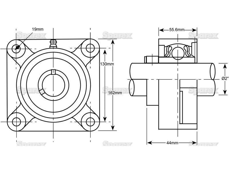 Sparex Four-Bolt Flanged Unit (UCFX10-32) Bearings Reference (UCFX10, UCFX10-32)