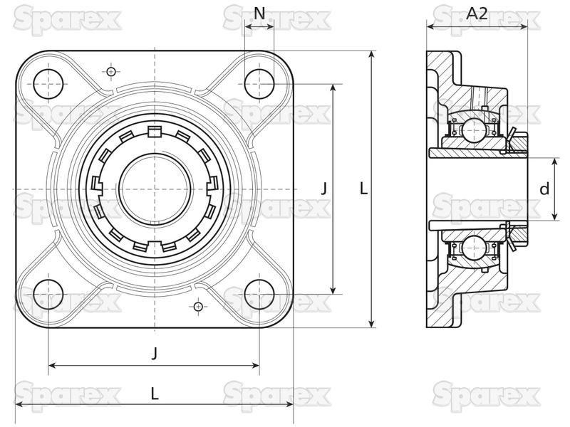NTN SNR Four-Bolt Flanged Unit (UKF211)