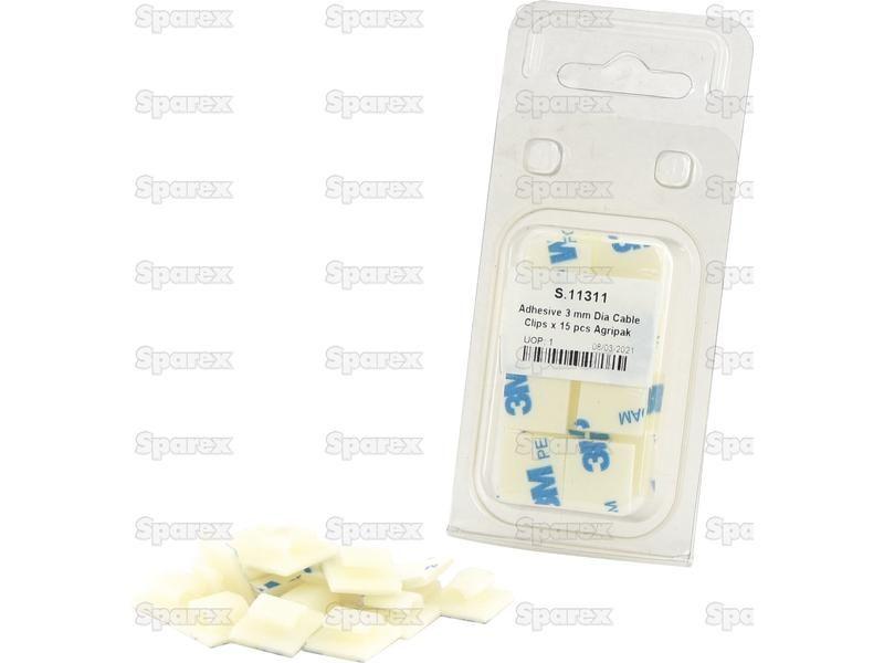 Adhesive 3 mm Dia Cable Clips x 15 pcs Agripak