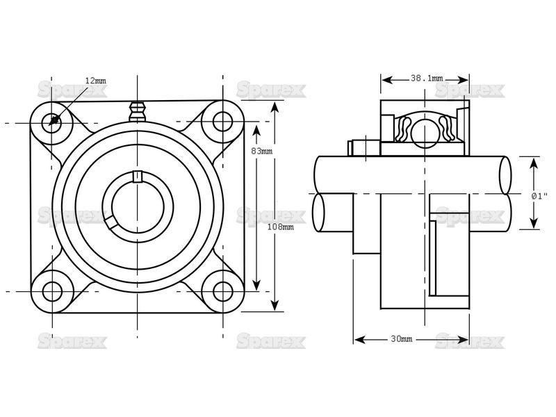 Sparex Four-Bolt Flanged Unit (UCFX05-16) Bearings Reference (UCFX05, UCFX05-16)