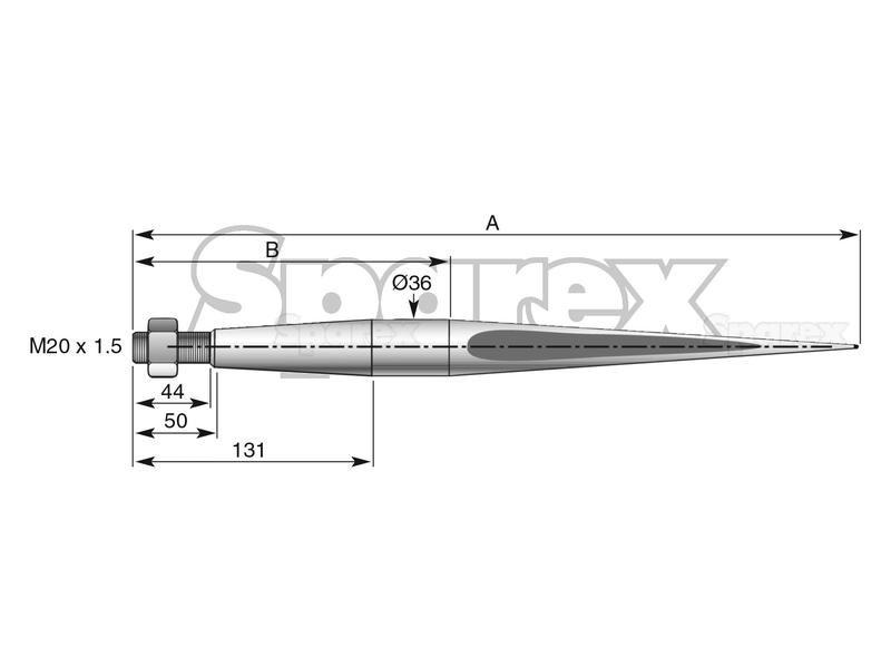 Straight Loader Tine | 1250mm for Desvoys, Kverneland (221153)