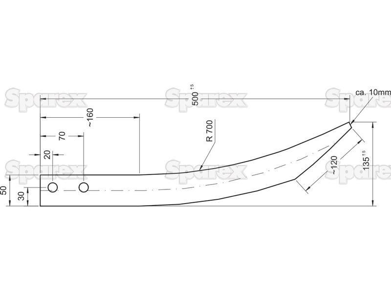 Curved Loader Tine | 500mm for Faucheux (55331)