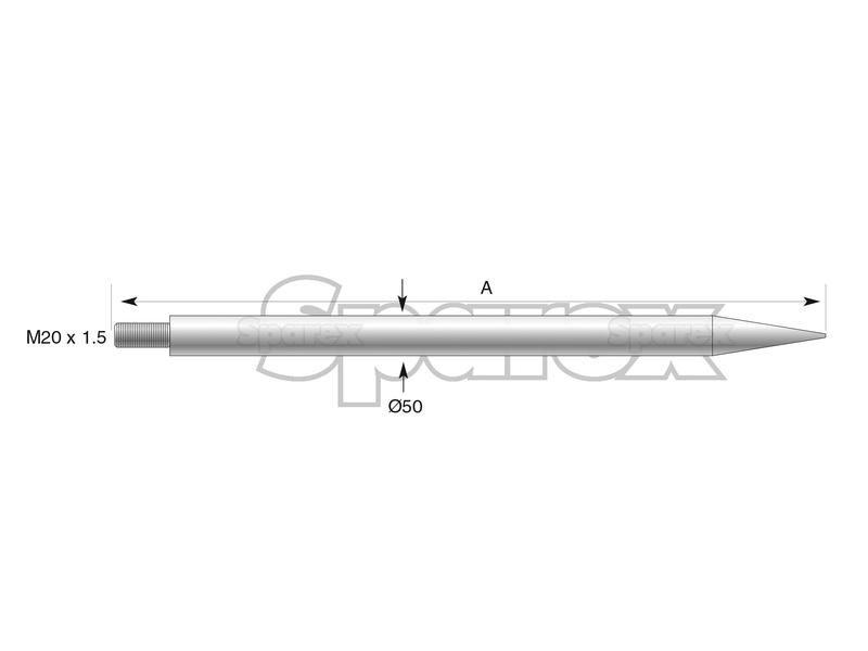 Straight Loader Tine | 1250mm for JCB, Strimech