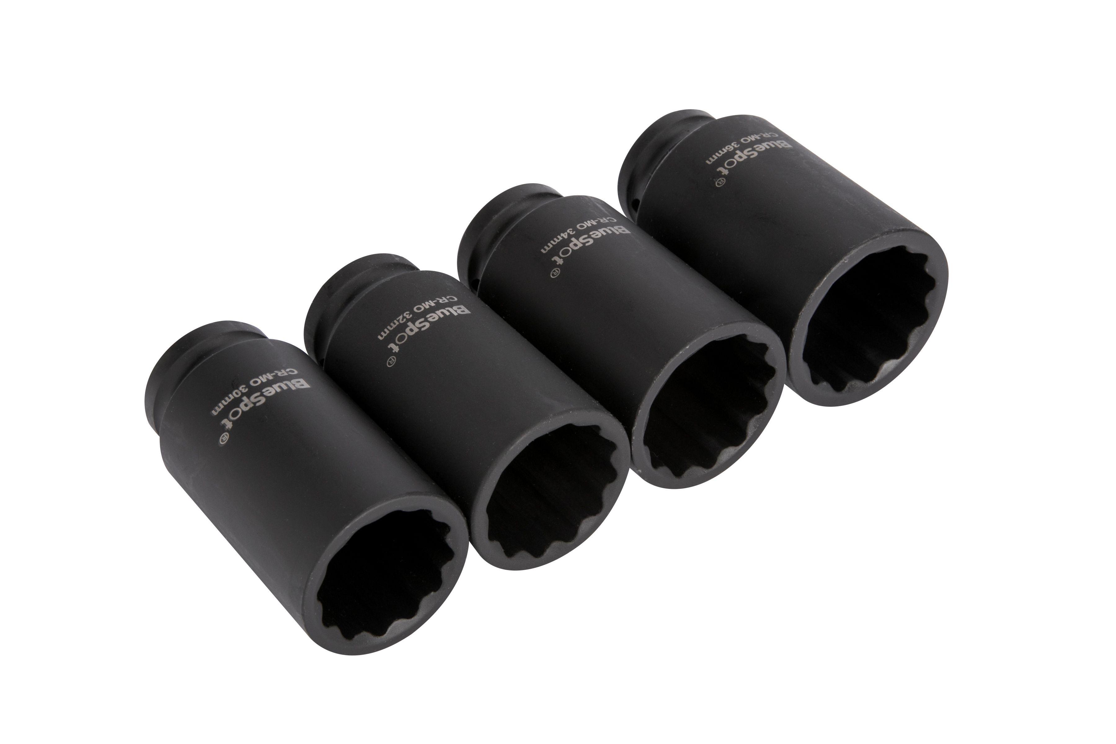 Blue Spot Tools 4 PCE 1/2" Cr-Mo Socket Set (30-36mm)