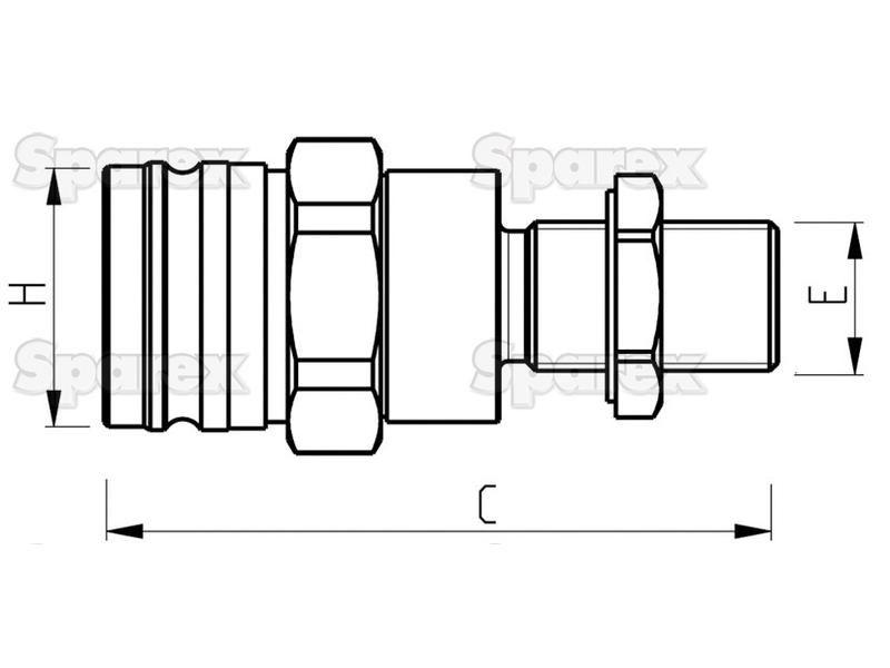 Sparex Hydraulic Trailer Brake Coupling Male 1/2'' BSP Male Bulkhead