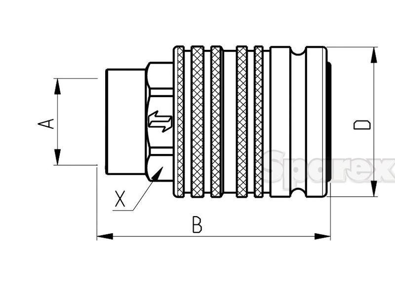 Faster Quick Release Hydraulic Coupling Female 1/2'' Body x 1/2'' BSP Female Thread Faster S.p.A (4PV 12 GAS F, 4PV12GASF)